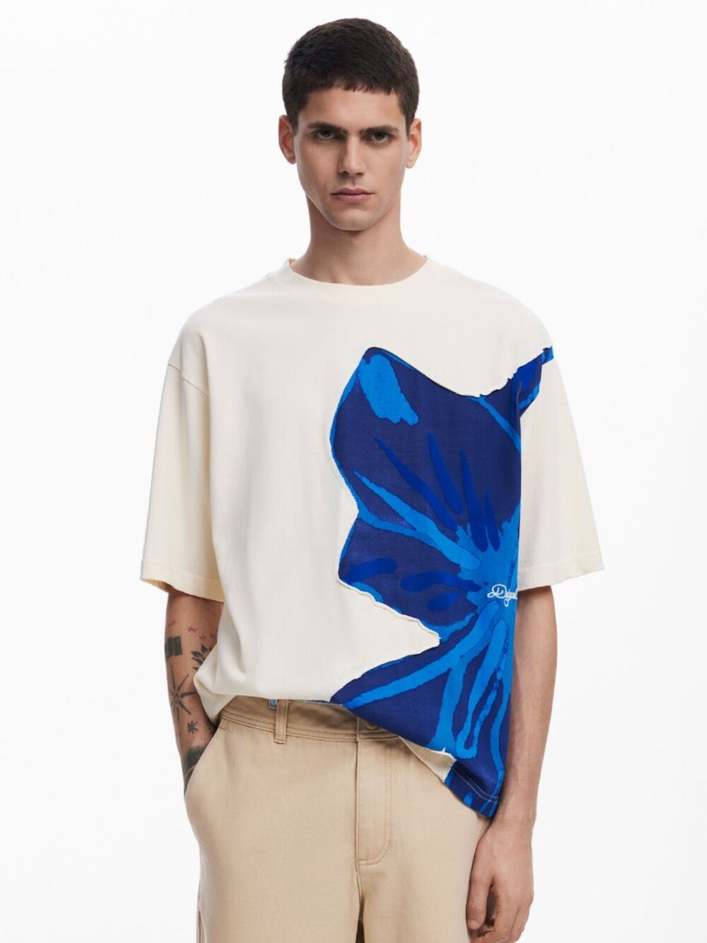 DESIGUAL Men's Floral T-Shirt